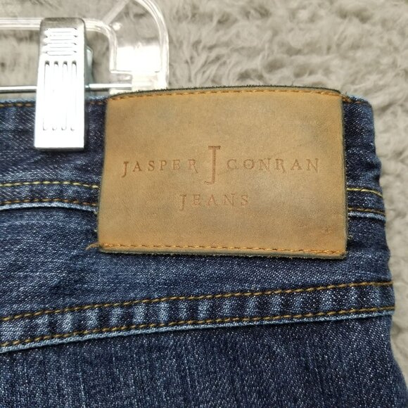 Jasper Conran Jeans Mens 38x32 Blue Straight Fit Stretch Button Fly Denim - Picture 10 of 13